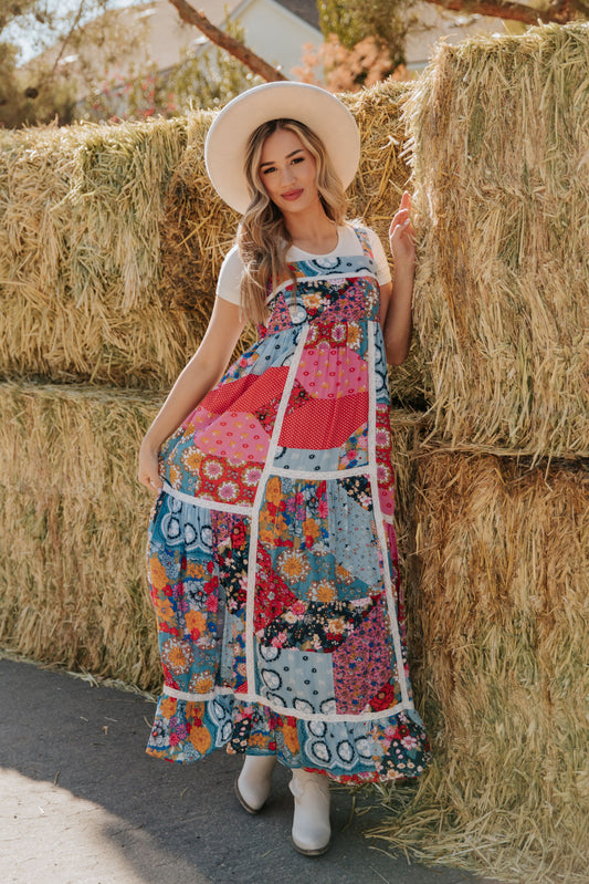 THE MADYSON MAXI DRESS IN PATCHWORK FLORAL