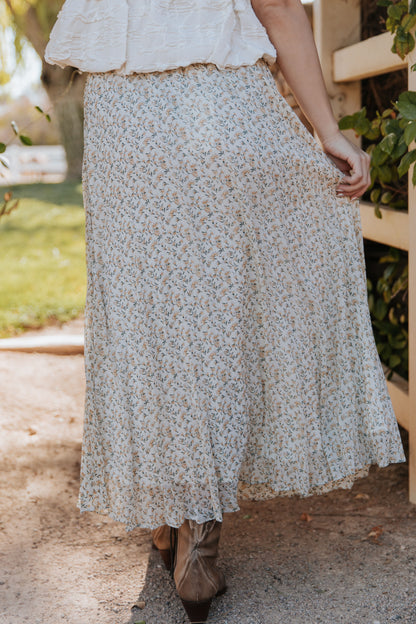 THE SUNNY FLORAL MIDI SKIRT IN CREAM