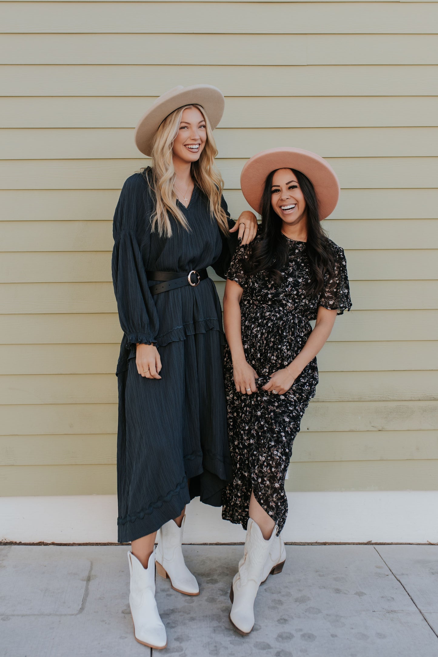 THE MEADOW PLEATED FLORAL MIDI DRESS IN BLACK