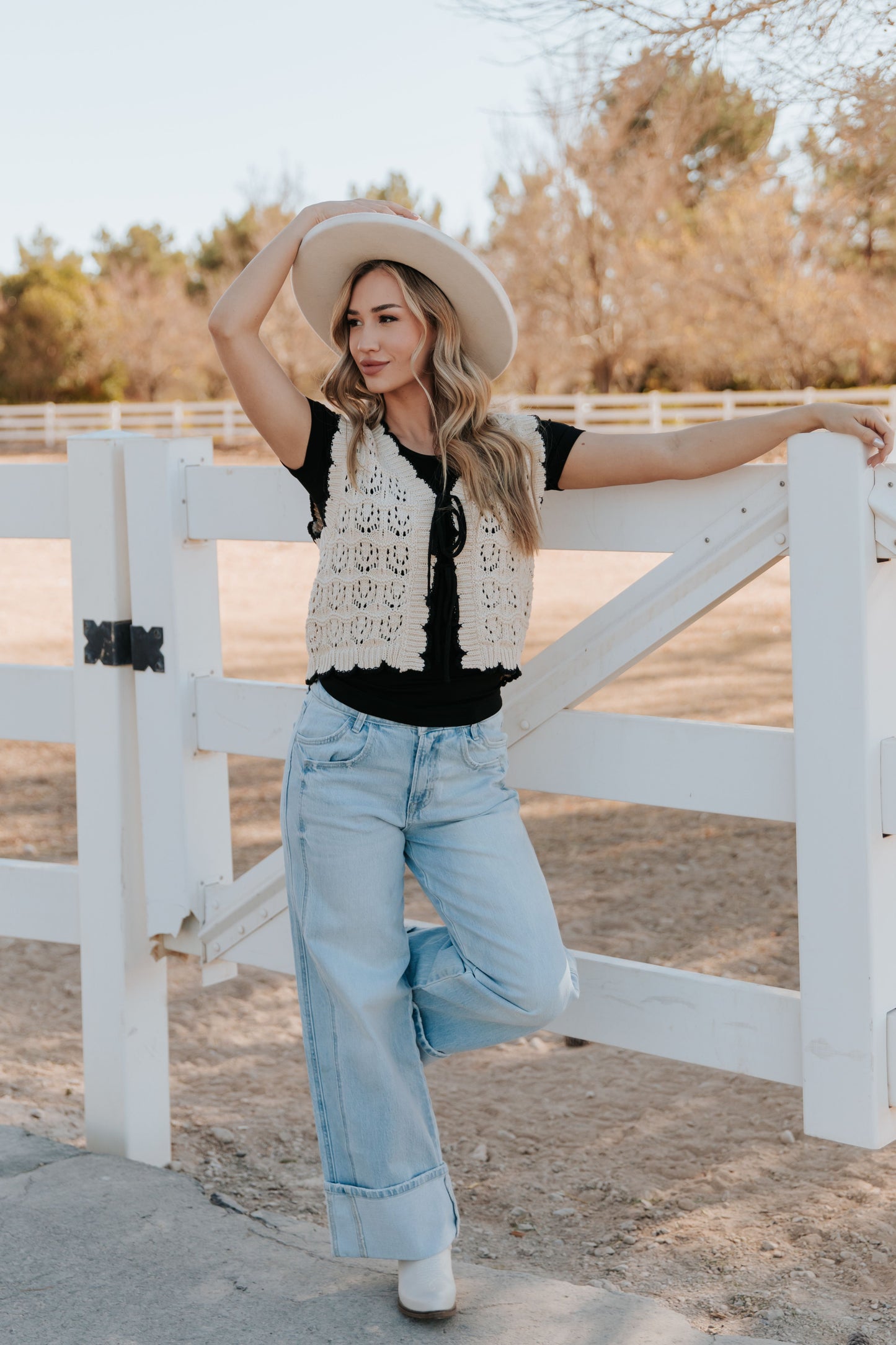 THE ELSIE CROCHET SWEATER VEST IN NATURAL