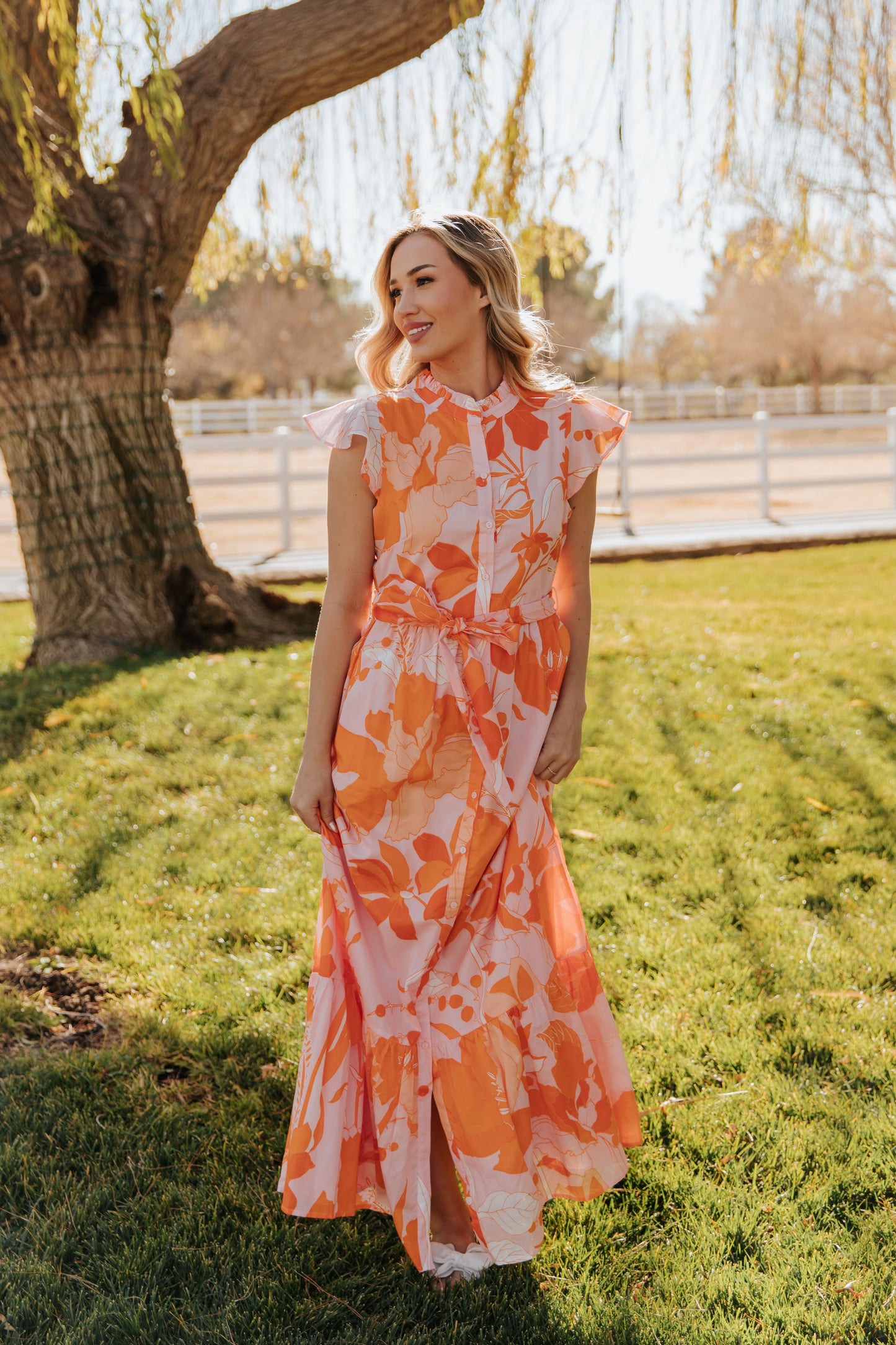 THE LENIRA BUTTON DOWN MAXI DRESS IN PINK