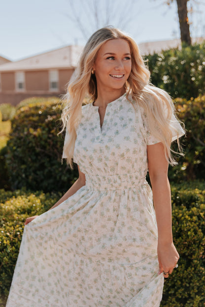 THE KAEDENCE DAINTY MAXI DRESS IN DUSTY SAGE