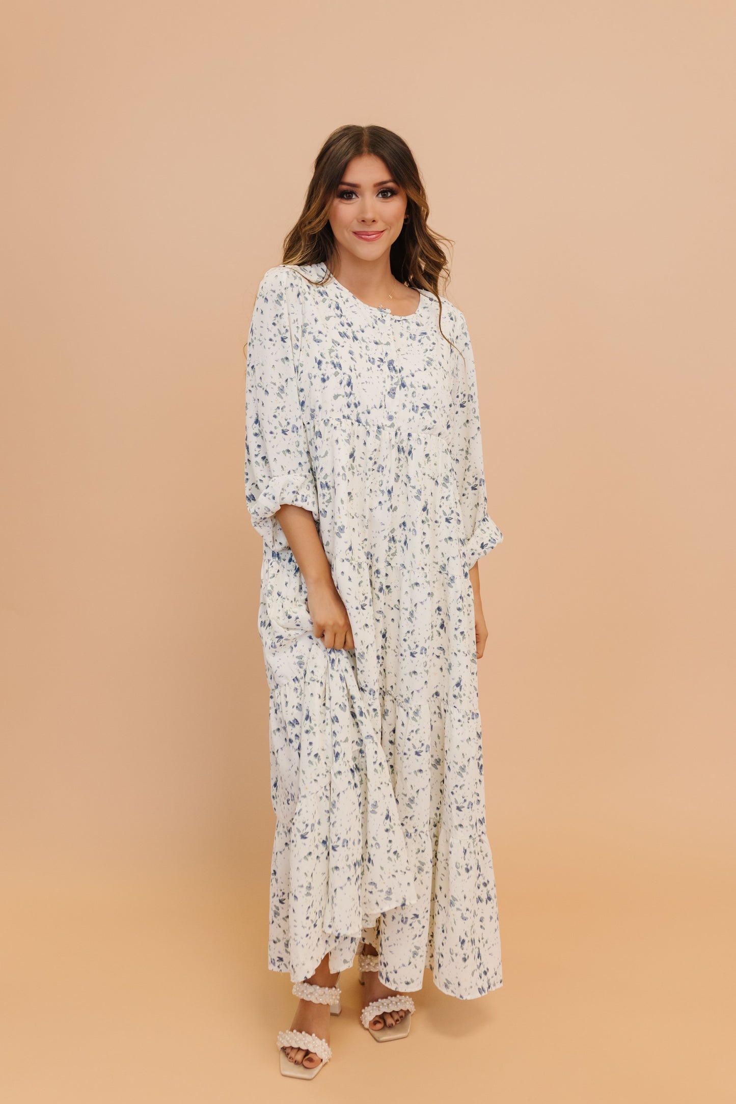 THE THEA TIERED MAXI DRESS IN CORNFLOWER