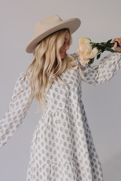 THE BROOKS FLORAL MIDI DRESS IN BLUE