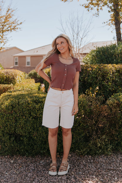 THE MARIELLE WAFFLE TOP IN BERRY