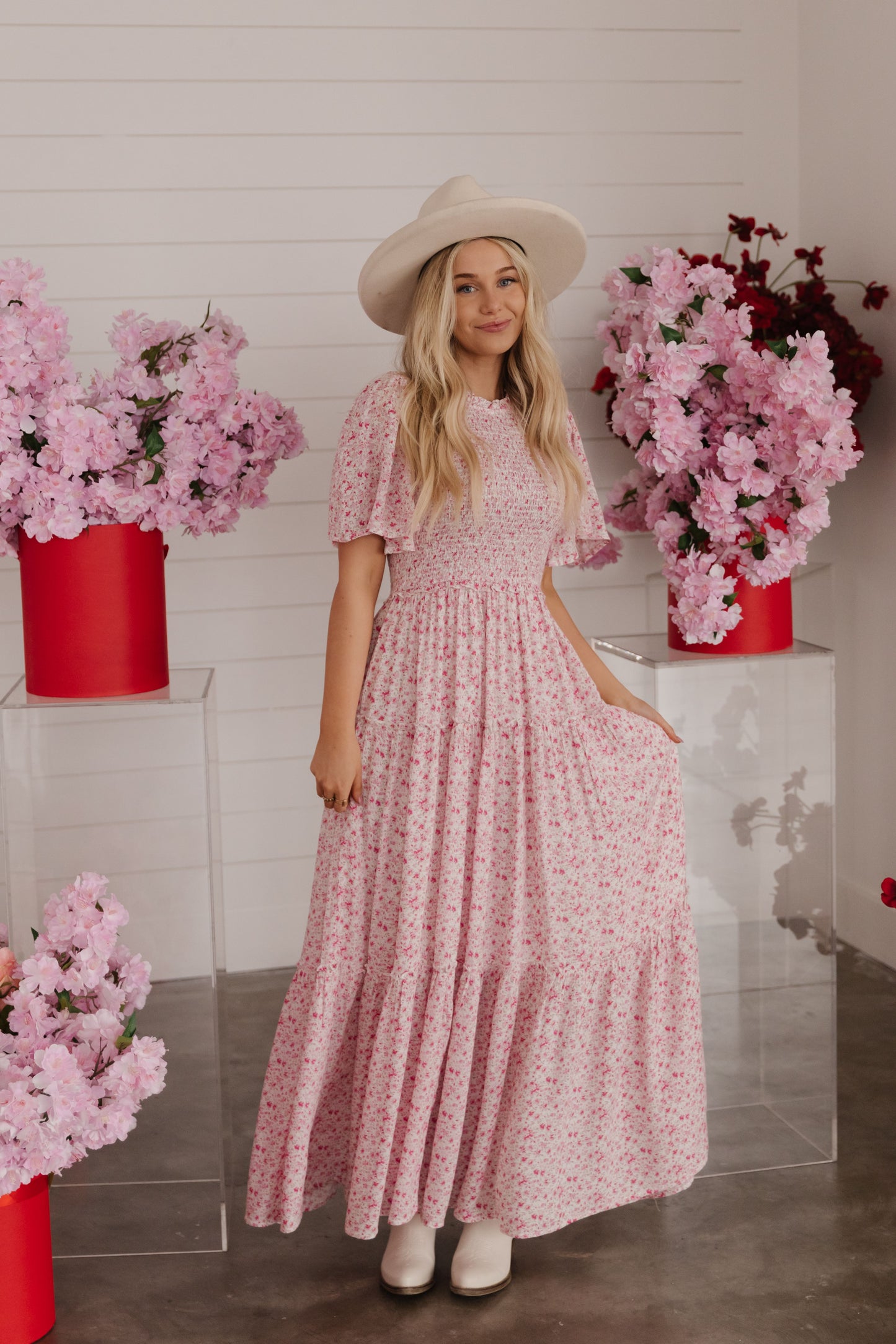 THE PRISILA FLORAL MAXI DRESS IN PINK