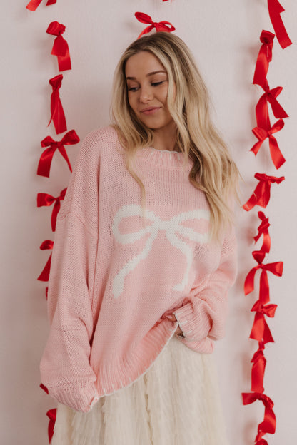 THE BREAUNA BIG RIBBON PULLOVER IN PINK