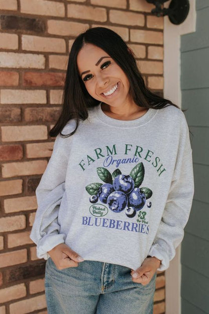 THE BERRY BLUEBERRY FARM PULLOVER IN GREY