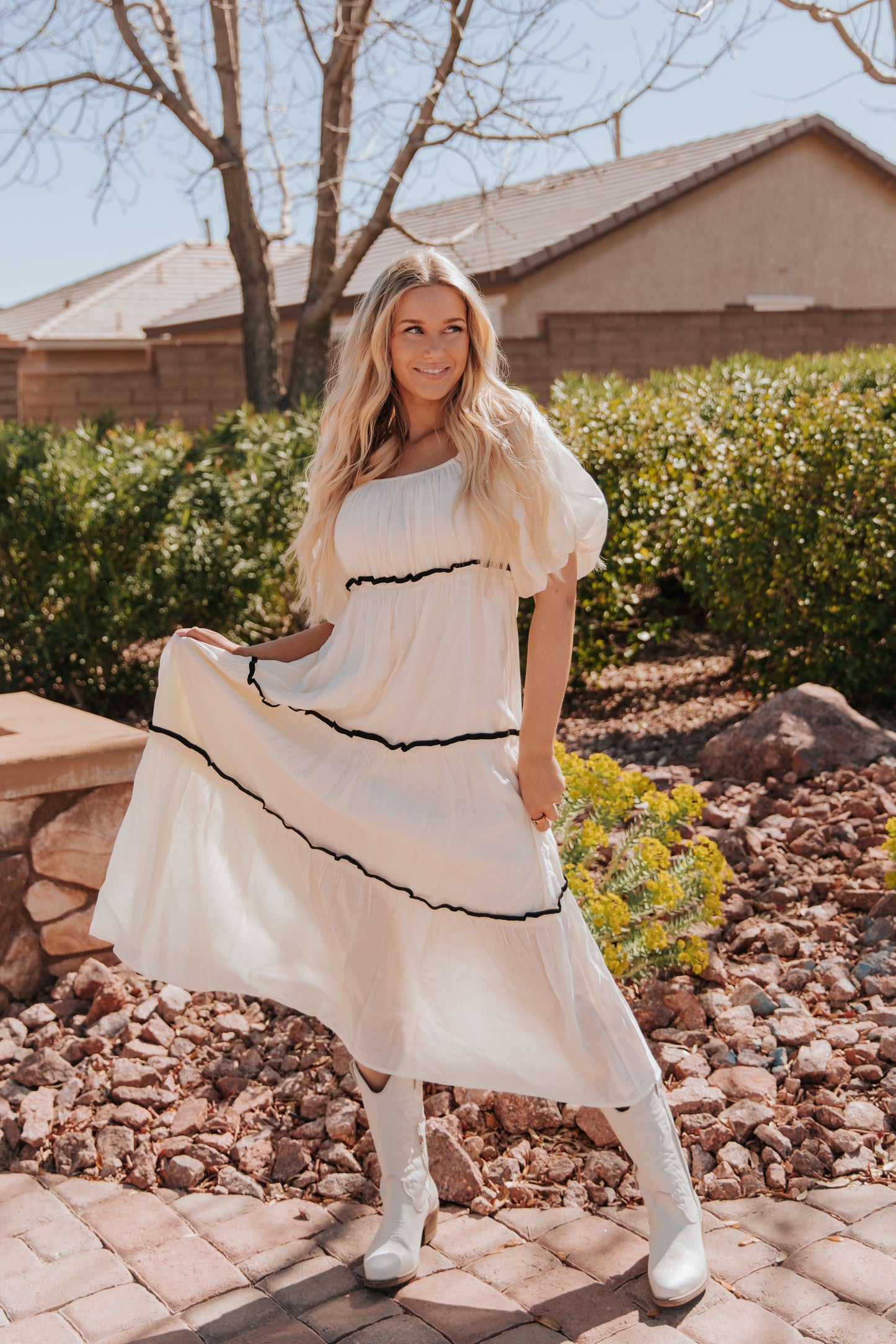 THE IRELYN RUFFLED MAXI DRESS IN IVORY