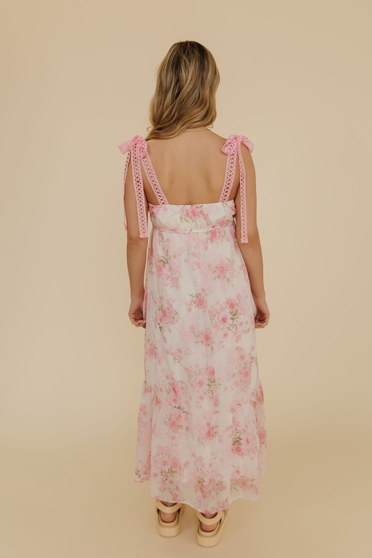 THE CIANA CROCHET MAXI DRESS IN PINK