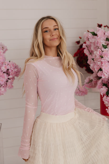 THE FRANCIE MESH HEART TOP IN PINK