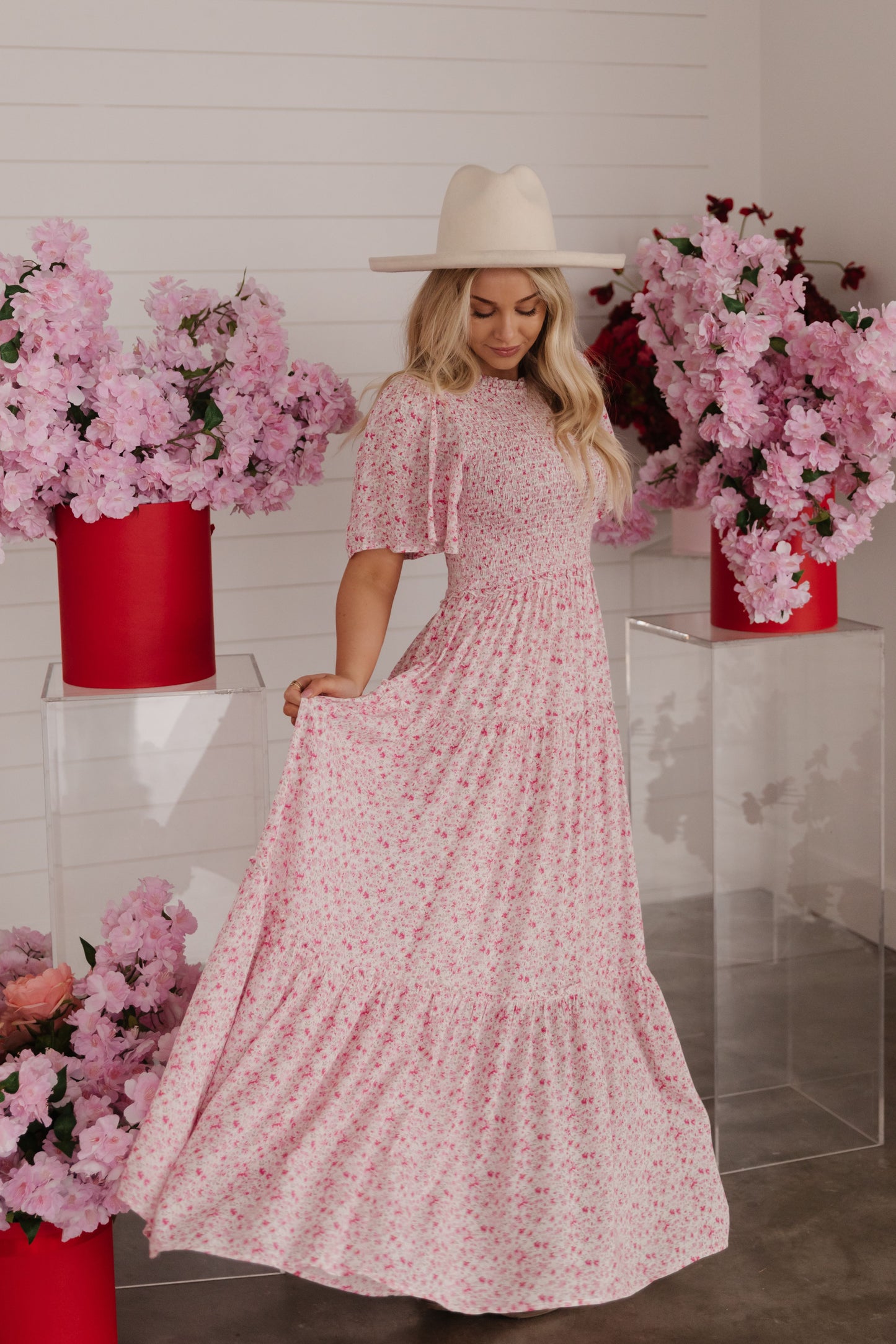 THE PRISILA FLORAL MAXI DRESS IN PINK