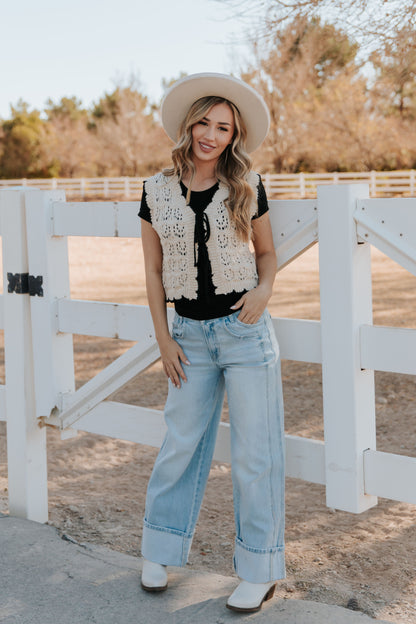 THE ELSIE CROCHET SWEATER VEST IN NATURAL