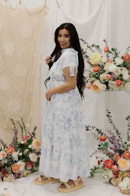 THE BLOSSOM TIERED DRESS IN BLUE FLORAL