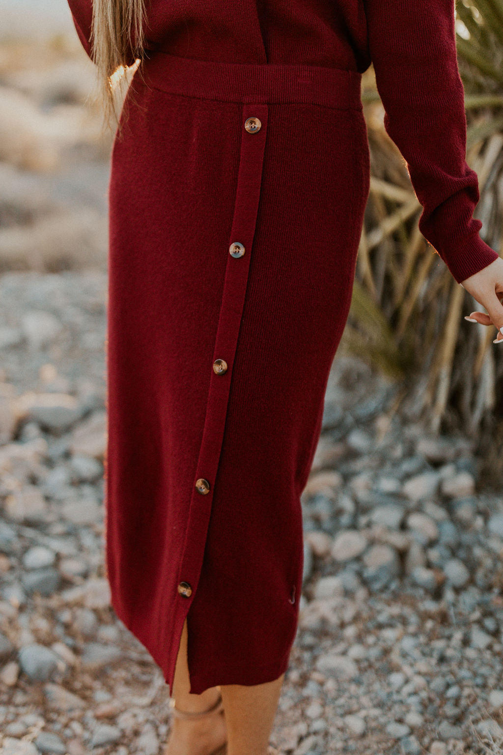 Burgundy 2025 knit skirt