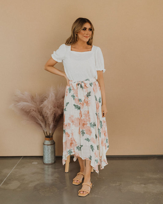 THE FLOWER BED FLORAL SKIRT IN CREAM