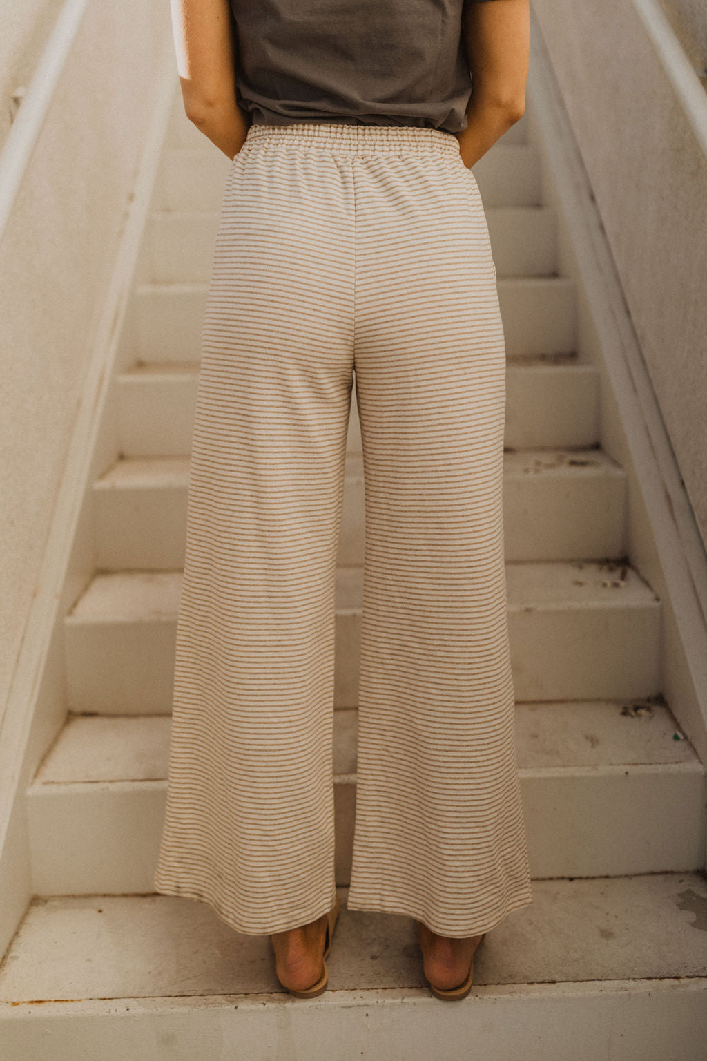 Beige cheap striped pants