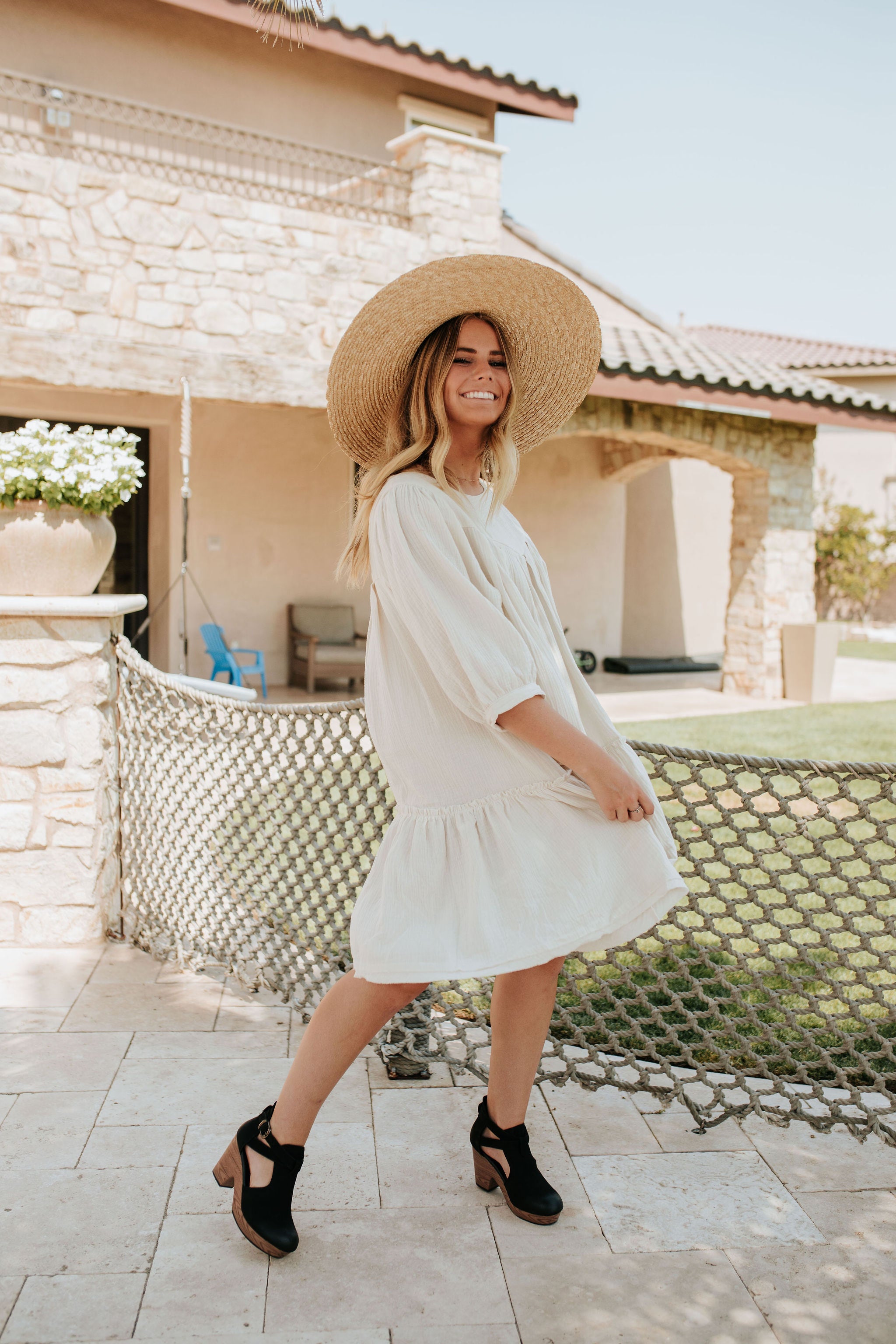 Cream best sale swing dress