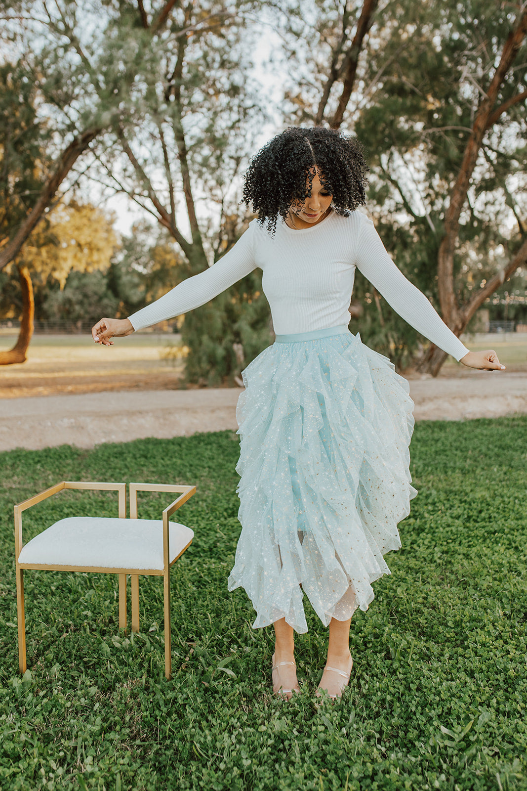 TWINKLE FAIRY MINT TULLE MIDI SKIRT BY SARAH TRIPP X PINK DESERT