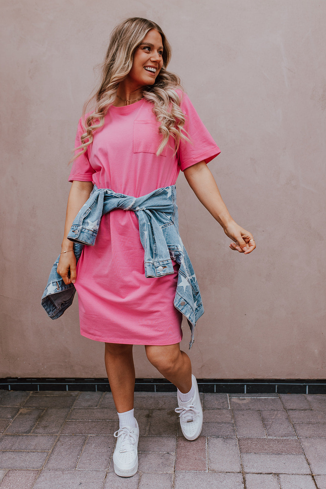 Pink tee dress online