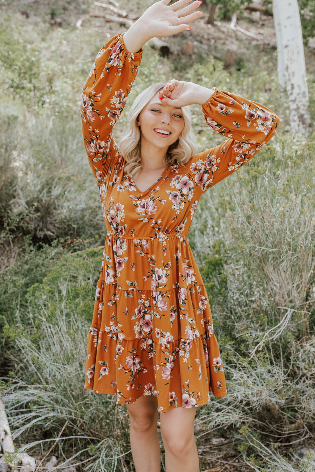 Autumn floral shop midi dress