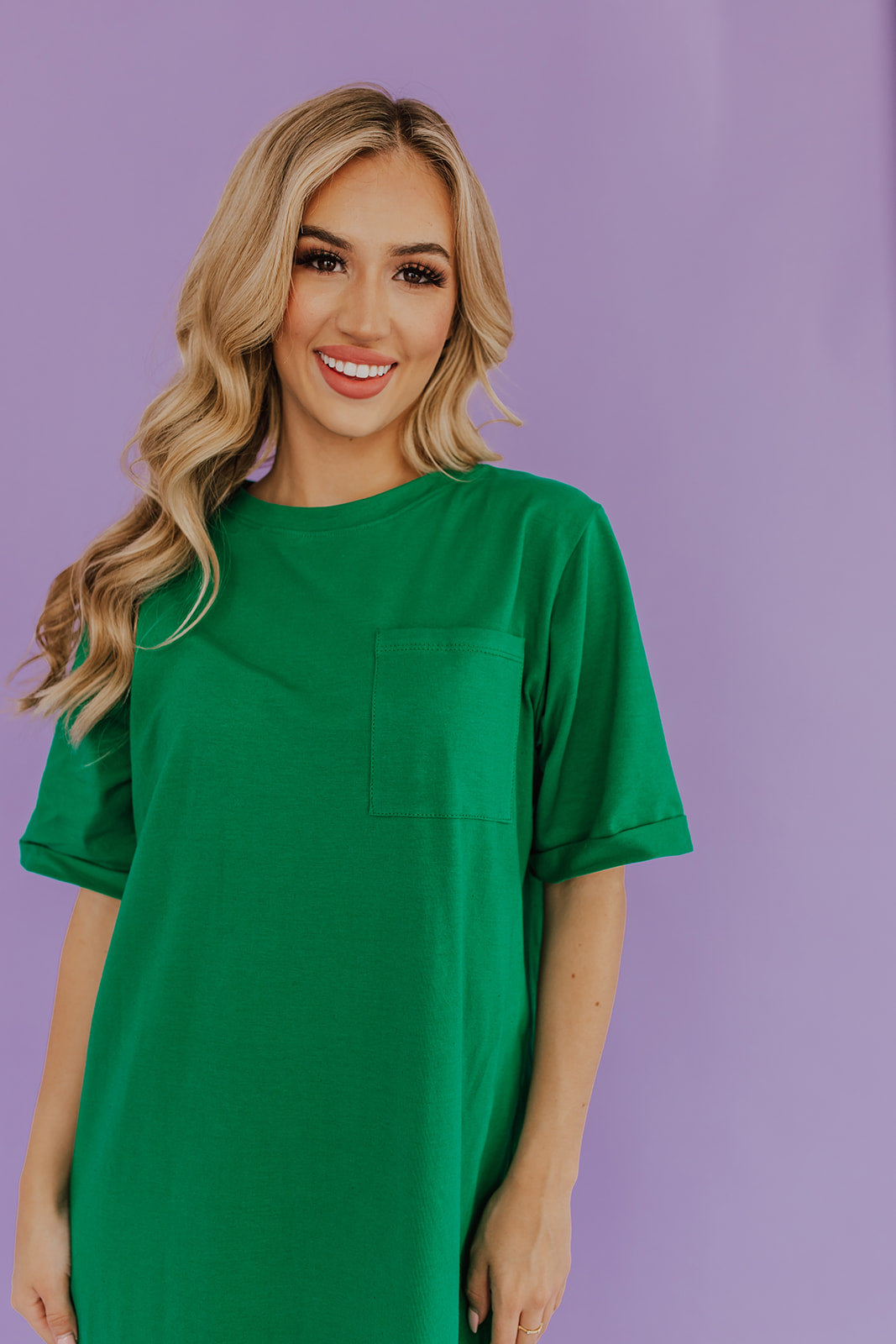 Bright green t store shirt dress