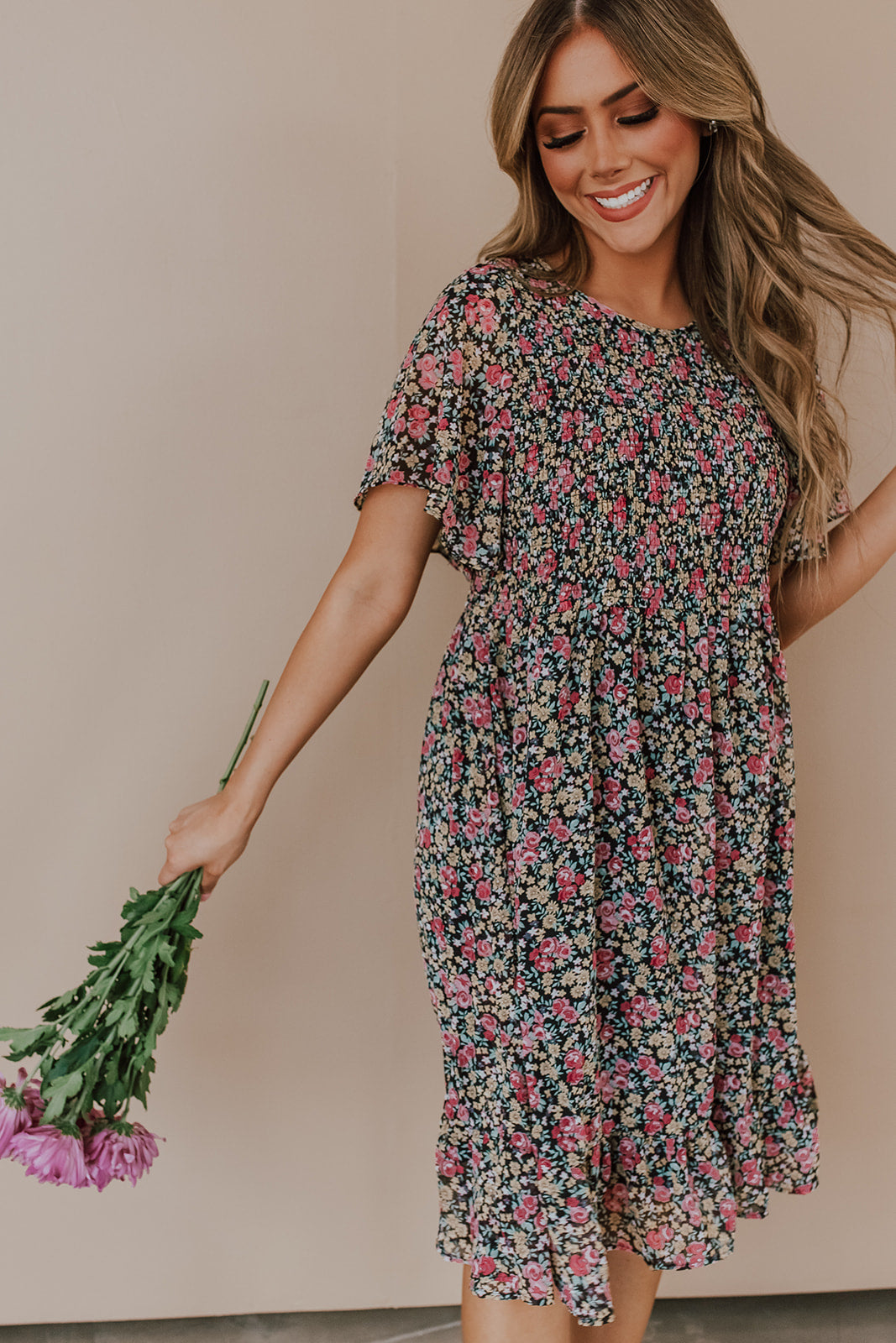 THE BRENLEY MIDI DRESS IN BLACK – Pink Desert