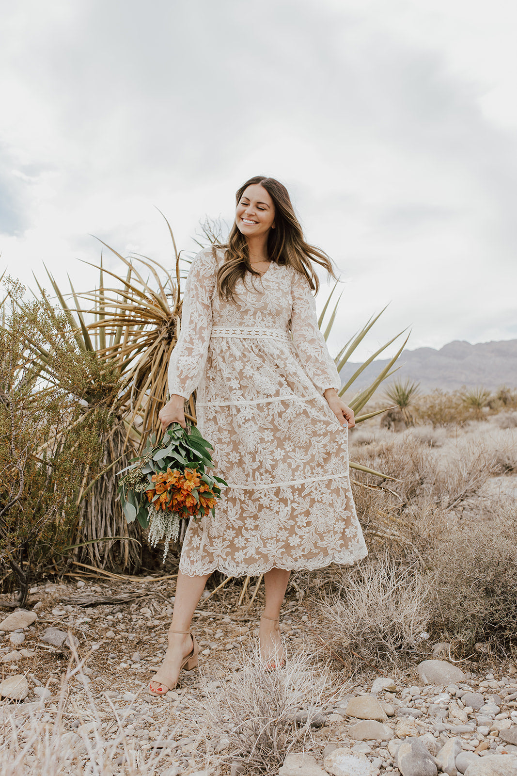 THE NORA LACE DRESS IN NUDE