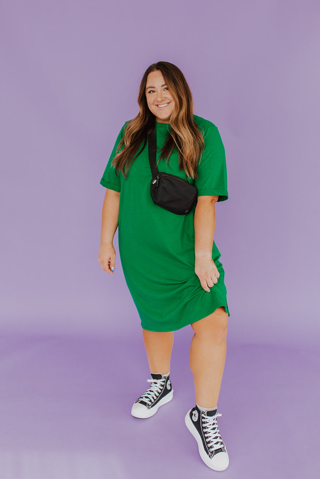 THE EASY DOES IT POCKET T-SHIRT DRESS BY PINK DESERT IN KELLY