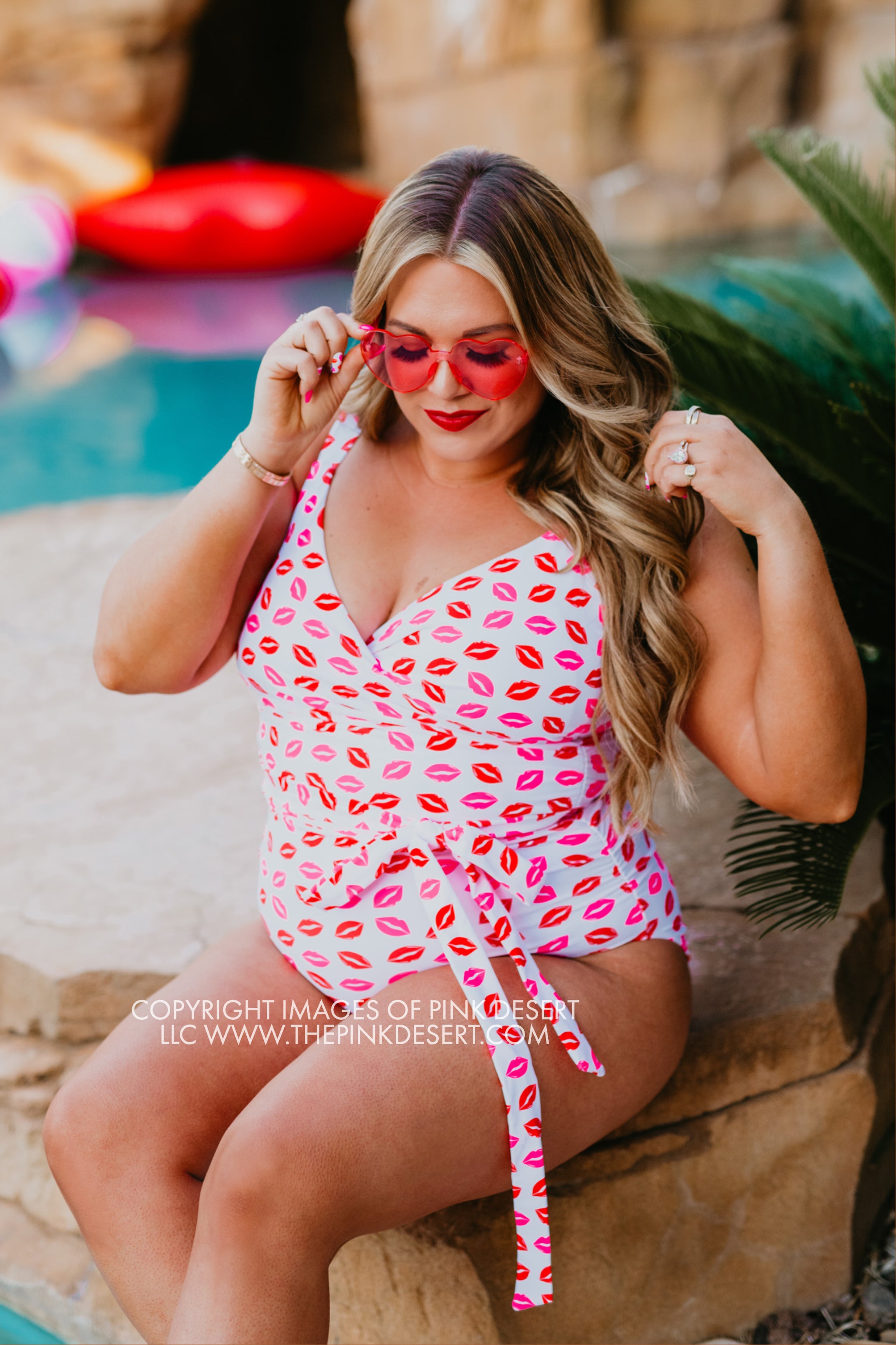 SASSY RED LIPSTICK X PINK DESERT SARAH WRAP ONE PIECE IN SASSY LIP