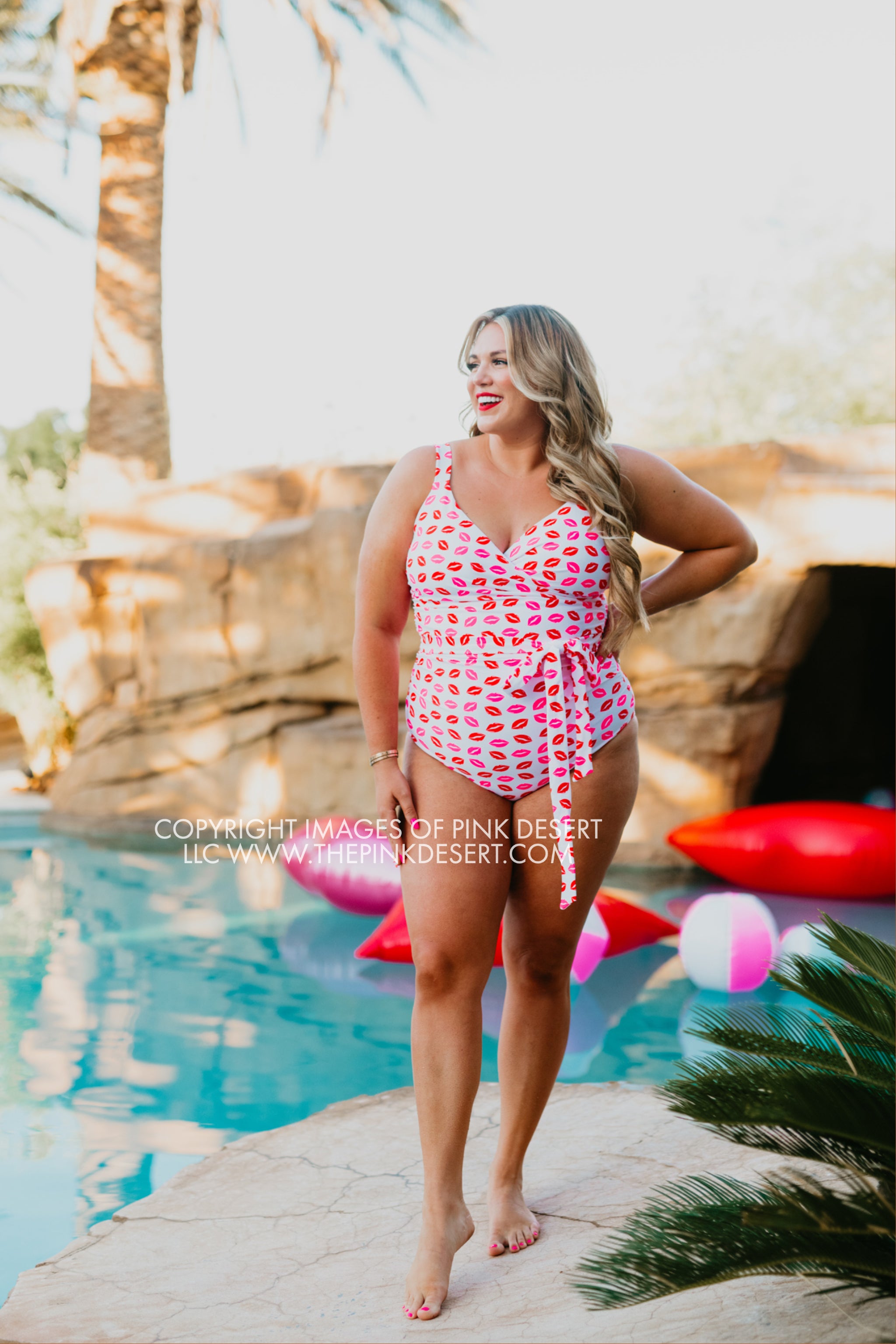 SASSY RED LIPSTICK X PINK DESERT SARAH WRAP ONE PIECE IN SASSY LIP