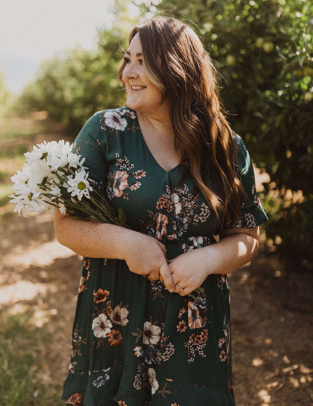 Teal Plus Size Floral Dresses Spring