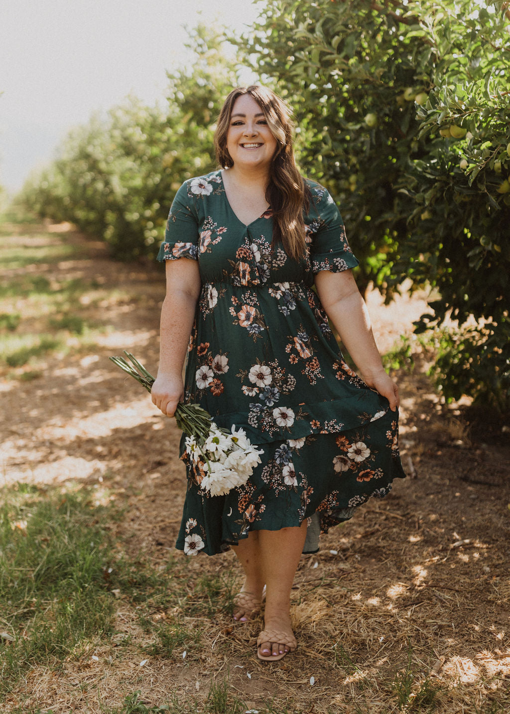 Teal Plus Size Floral Dresses Spring